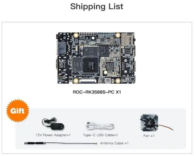 Alt view image 4 of 5 - WayPonDEV Firefly ROC-RK3588S-PC 8K AI Rockchip RK3588S Single Board Computer 4GB RAM LPDDR4 &32GB eMMC Storage Support 8K Multi-Display & Linux