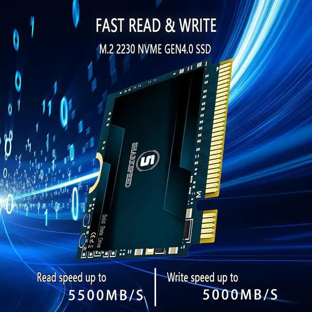 Alt view image 2 of 5 - S SHARKSPEED M.2 2230 SSD 2TB NVMe PCIe Gen4.0X4, Internal Solid State Drive Speed up to 5500MB/s, Compatible with Steam Deck, ROG Ally, Microsoft Surface Pro7/Pro8+, Mini PCs