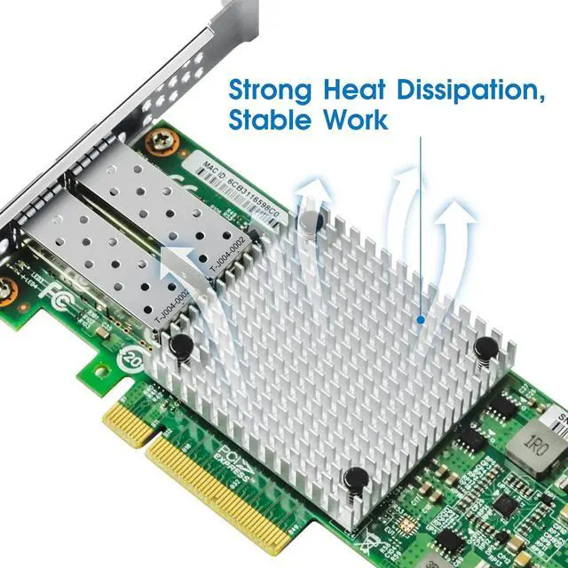 Alt view image 3 of 5 - 10Gb Network Card with Intel 82599ES Chip,Dual SFP+ Ports PCI Express Ethernet Adapter Support Windows Server/Linux/VMware, Compare to Intel X520-DA2