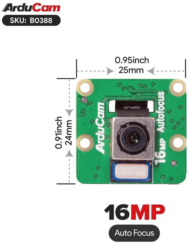 Alt view image 2 of 5 - Arducam 16MP Autofocus Quad-Camera Kit for Raspberry Pi, 16MP IMX519 Autofocus Synchronized Pi Camera, Compatible with Nvidia Jetson Board