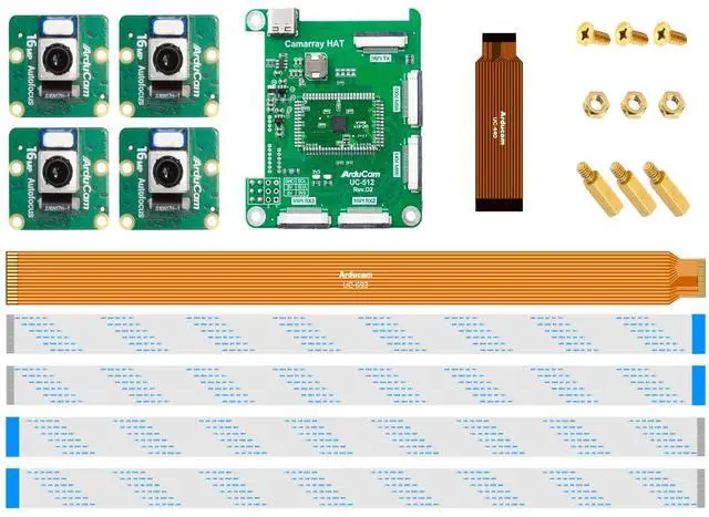 Main image of Arducam 16MP Autofocus Quad-Camera Kit for Raspberry Pi, 16MP IMX519 Autofocus Synchronized Pi Camera, Compatible with Nvidia Jetson Board