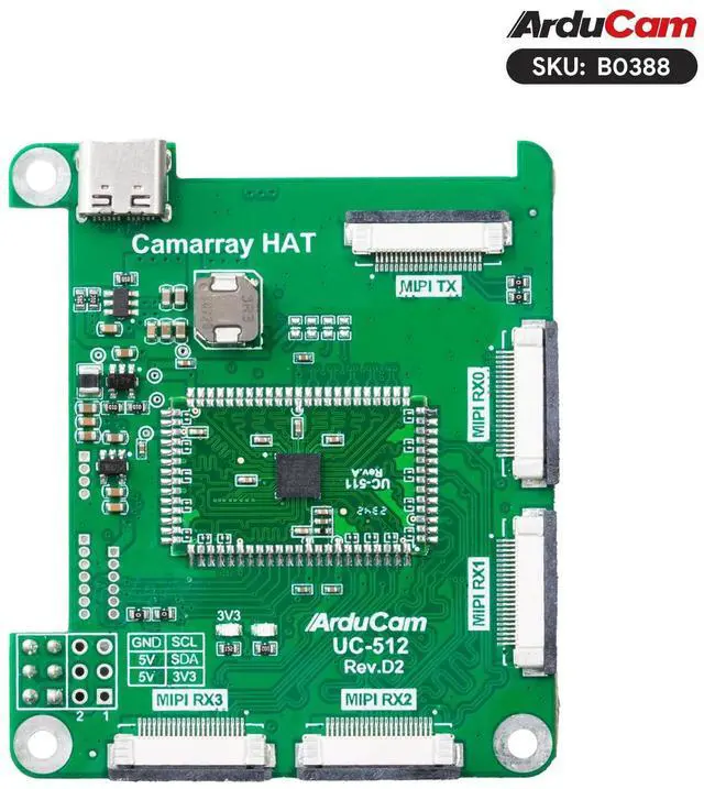 Alt view image 3 of 5 - Arducam 16MP Autofocus Quad-Camera Kit for Raspberry Pi, 16MP IMX519 Autofocus Synchronized Pi Camera, Compatible with Nvidia Jetson Board