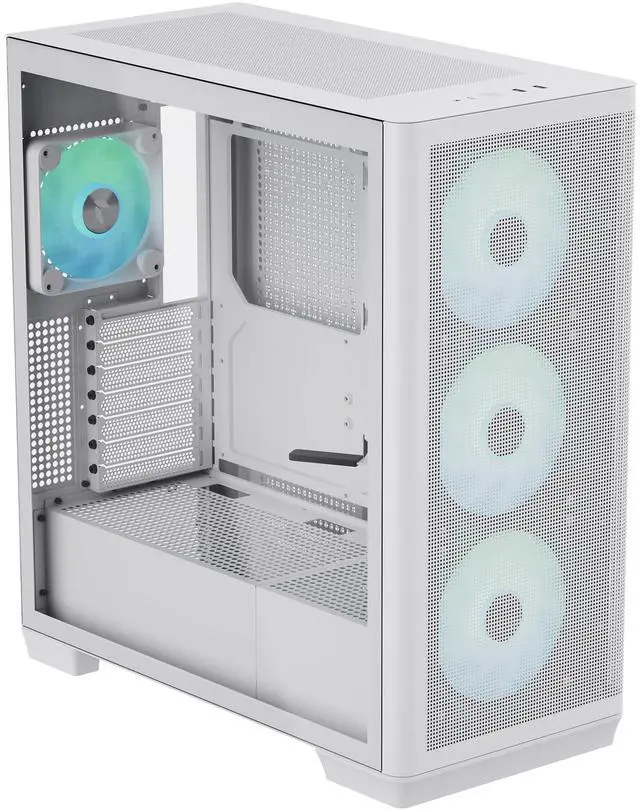 Main image of APNX C1 Mid-Tower ATX White PC Case, 4 Included High Airflow APNX FP1 ARGB Fans, up to 11 Total Fan Slots, Top and Side 360mm Liquid Cooler Support, 5-Port PWM ARGB Control Hub