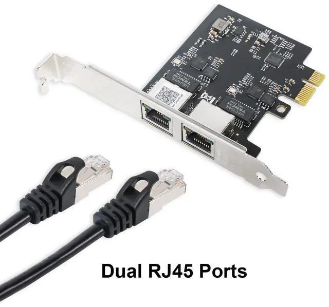 Alt view image 3 of 5 - 2.5Gbase-T PCIE NIC with Realtek RTL8125 Chip, Dual RJ45 Port 2500/1000/100 Mbps Network Adapter, PCIe X1,Ethernet Card for Windows/Windows Server/Linux