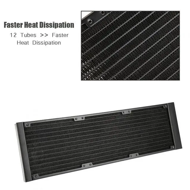 Alt view image 3 of 5 - High Performance Water Cooling Radiator, Aluminum PC Heat Exchanger with 12 Tubes for Efficient Cooling (360mm Size) - Perfect for Gaming Computers and Custom Liquid Cooling Systems