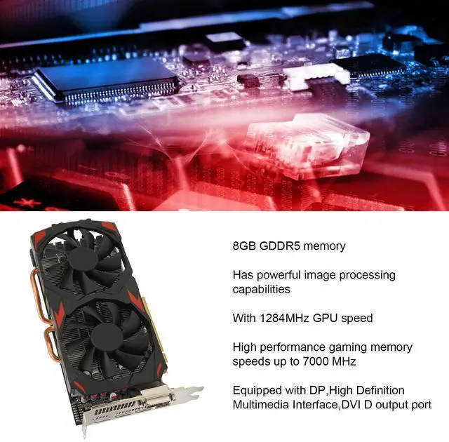 Alt view image 4 of 5 - RX 580 Gaming Graphics Card, Fan 256bit 8GB GDDR5, 60Hz Output 4K Resolution, 16 PCI Express 3.0 Gaming Graphics Card for Home Office