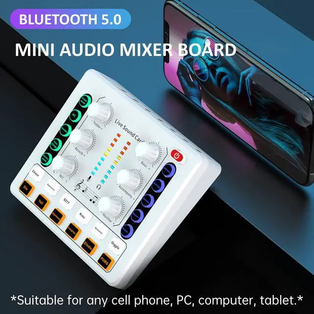 Alt view image 4 of 5 - Live Sound Card, Mini Audio Mixer Board for PC Computer Phone, Voice Changer Sound Card for Switch, DJ Mixer, Podcast