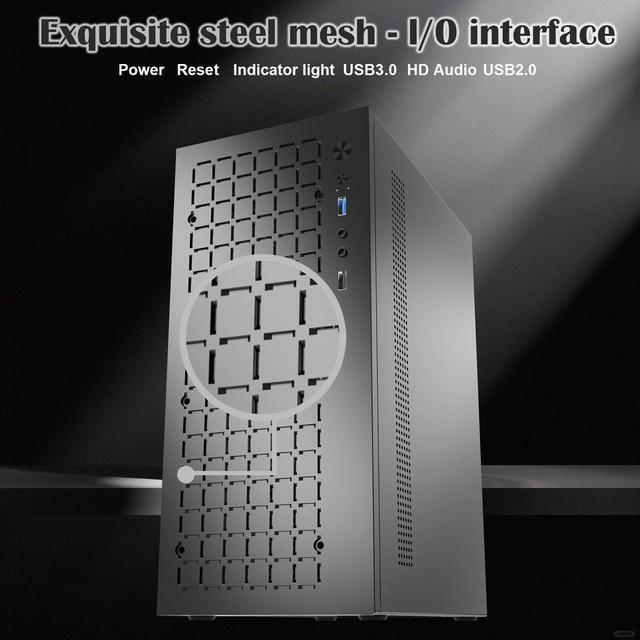 Alt view image 4 of 5 - matx case,itx case,High Airflow Micro ATX PC Case, Support MATX, Mini-ITX, Micro ATX case Slim with USB3.0x1 I/O Port, Black Without Fans