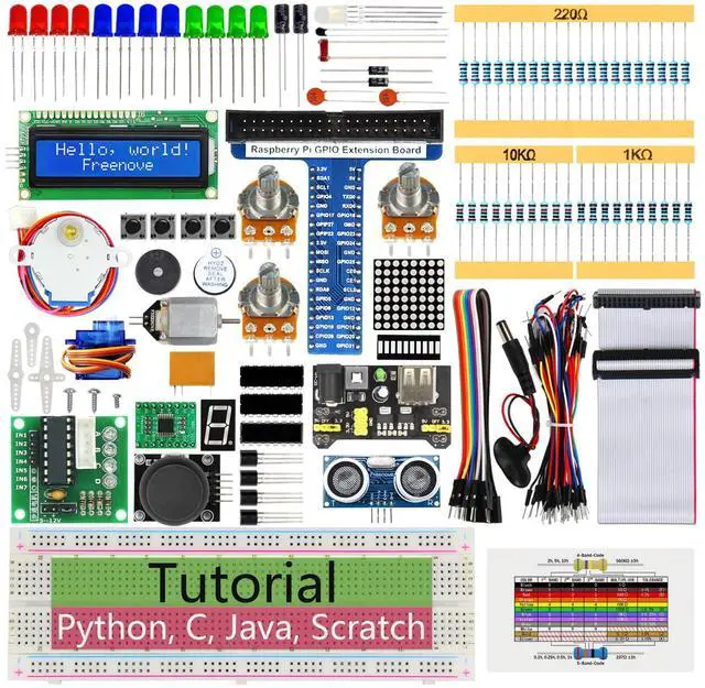 Main image of Freenove Ultrasonic Starter Kit for Raspberry Pi 5 4 B 3 B+ 400 Zero 2 W, 820-Page Detailed Tutorial, Python C Java Scratch Processing Code, 171 Items, 108 Projects (Raspberry Pi NOT Included)