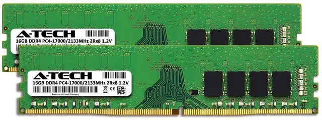 Alt view image 2 of 5 - A-Tech 32GB (2x16GB) DDR4 2133 MHz UDIMM PC4-17000 (PC4-2133P) CL15 DIMM 2Rx8 Non-ECC Desktop RAM Memory Modules