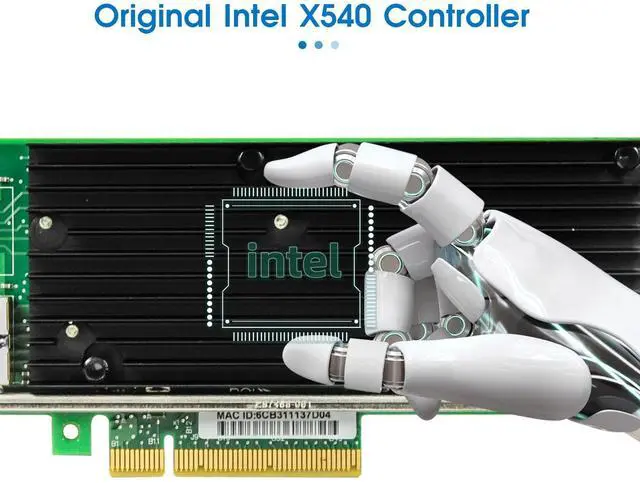Alt view image 5 of 5 - 10Gb PCI-E NIC Network Card,Single Copper RJ45 Port with Intel X540-T1 Controller,PCI Express v3.0 X8,Ethernet Adapter for Windows Server/Windows/Linux/ESX, Compare to Intel X540-BT1