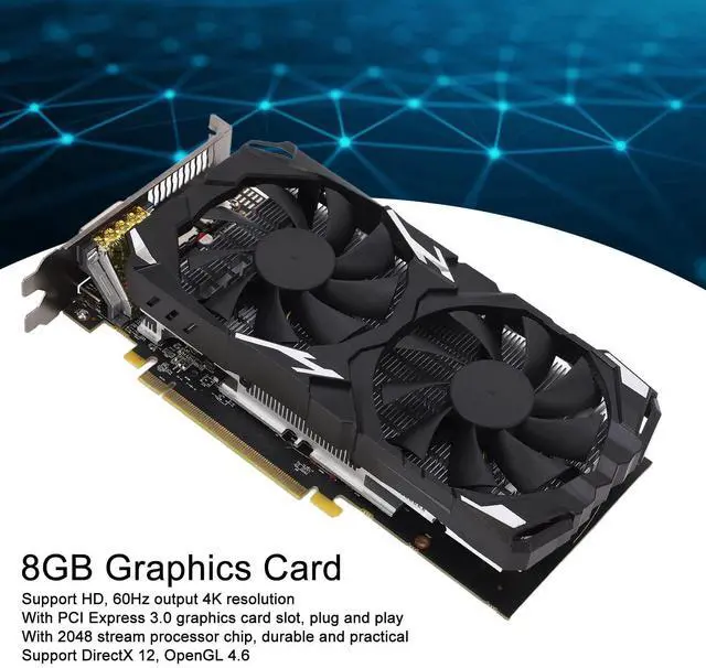Alt view image 2 of 5 - CCYLEZ RX 580 Gaming Graphics Card, 8GB GDDR5 256bit PCI Express 3.0 Gaming Graphics Card with Two Cooling Fans for Large Scale Games, Support Various 1080P Quality 3A Games