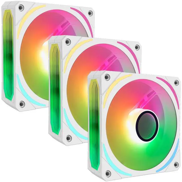 Main image of HAW-120 Infinity Mirror RGB Fans - 3 Pack 120mm PC Fans, 12V 4pin PWM & 5V 3pin ARGB Plug - Silent