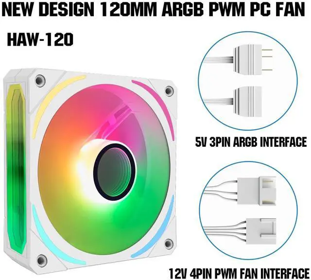 Alt view image 5 of 5 - HAW-120 Infinity Mirror RGB Fans - 3 Pack 120mm PC Fans, 12V 4pin PWM & 5V 3pin ARGB Plug - Silent
