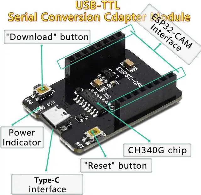 Alt view image 2 of 5 - Aideepen ESP32-CAM W-BT Board ESP32-CAM-MB Type-C to Serial Port CH-340G with OV2640 2MP Camera Module Dual Mode Support NodeMCU 4PCS