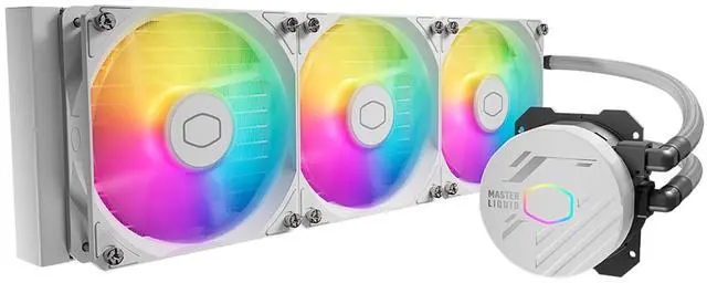 Main image of MASTERLIQUID 360L Core ARGB AIO CPU Liquid Cooler, Water Cooling System, 3 x120mm ARGB Fans, 360mm Radiator Compatible with AMD Ryzen AM5/AM4/Intel LGA 1851/1700/1200/1151 | White