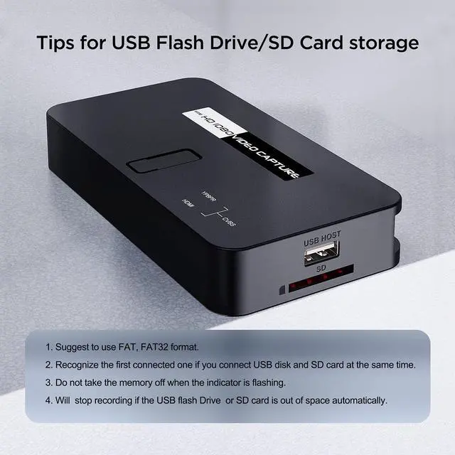 Alt view image 4 of 5 - Ezcap284 Standalone Video Capture Card, All in One 1080P Capture Card via HDMI/Ypbpr/AV Input with Remote Control, Compatible with Nintendo Switch PS4 and PS3, Xbox one,N64, Blu-Ray