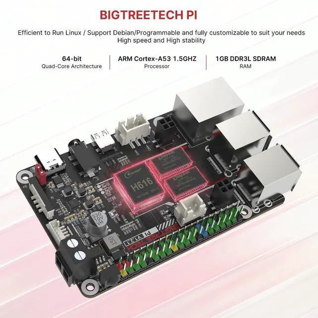 Alt view image 2 of 5 - BIGTREETECH Pi Control Board 64bit Quad Core, 1GB DDR3L 40-pin GPIO Compatible with SKR MINI E3 V3.0/Octopus V1.1/Pro, SKR V1.4 Turbo/Kraken/SKR 3 to Run Klipper
