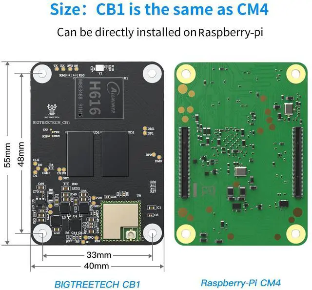 Alt view image 2 of 5 - BIGTREETECH CB1 V2.2 Core Control Board 1GB DDR3 RAM Motherboard Support HDMI5 Klipper/Debian for Manta/M4P/M5P/M8P, PI4B Adapter V1.0, Raspberry-pi 4 3D Printer Board