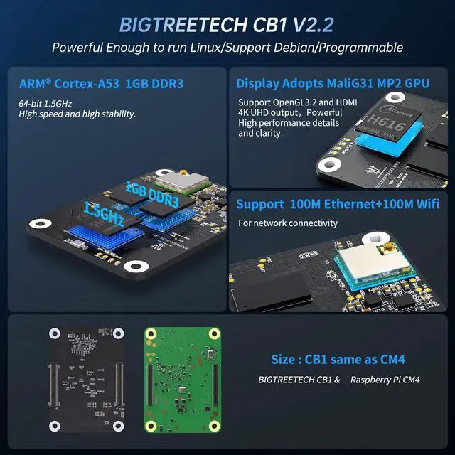 Alt view image 3 of 5 - BIGTREETECH Manta M5P+CB1 V2.2 Core board 1GB DDR3 Running Linux System Klipper Support TMC2209 HDMI SPI LCD for Ender 3 Voron V0