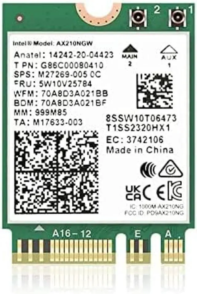 Alt view image 2 of 5 - AX210NGW DTK WiFi Card WiFi 6E Supports 6GHz, 2230, 2x2 AX+BT 5.3+Tri-Band, Includes RF Cable (11 inch), 5dBi High Gain Antennas and Low-Profile Brackets