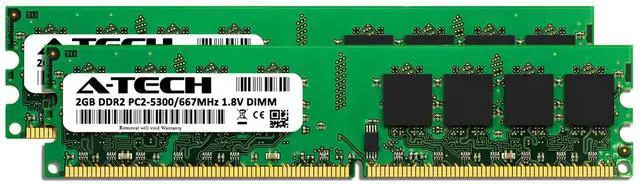 Alt view image 2 of 2 - A-Tech 4GB (2x2GB) DDR2 667MHz DIMM PC2-5300 1.8V CL5 240-Pin Non-ECC UDIMM Desktop RAM Memory Upgrade Kit