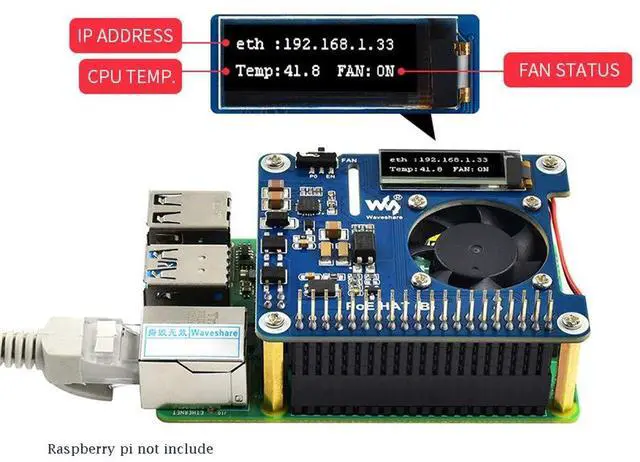 Alt view image 4 of 5 - Power Over Ethernet HAT (B) for Raspberry Pi 3B+/4B,802.3af Compliant Power Over Ethernet Accessory Power Sourcing Equipments Needed