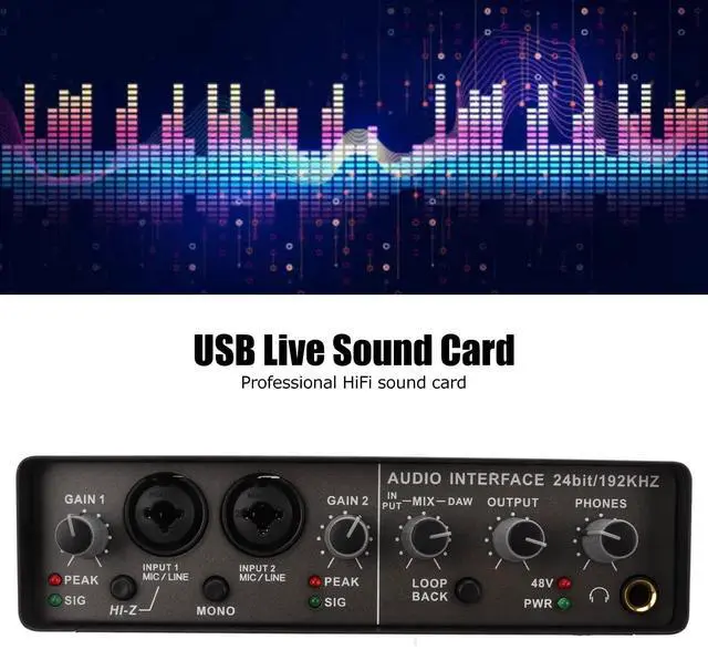 Alt view image 4 of 5 - USB Live Sound Card, 24 BIT 192KHZ HD USB External Sound Card Digital Audio Mixer Protable Podcast Studio Equipment for Live Stream for OS X for IOS