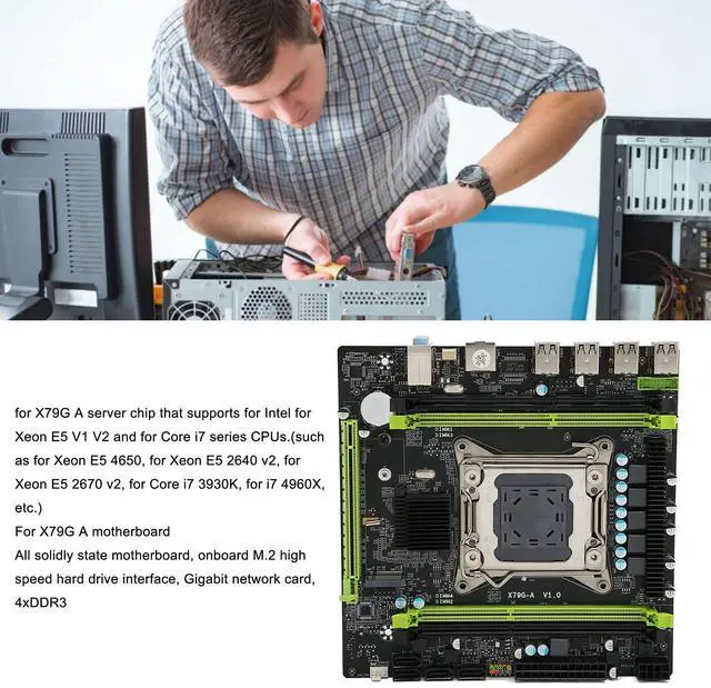 Alt view image 4 of 5 - X79G A Mainboard, M ATX Computer Mainboard, Support M.2 Interface, SATA2.0, Gigabit Network Card, 4xDDR3, 12USB2.0, for DIY Computer