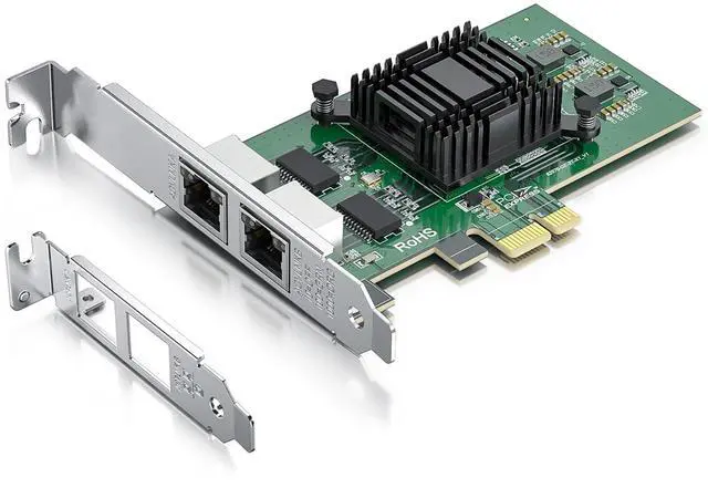 Main image of Gigabit Dual NIC with Intel 82576 Chip, 1Gb Network Card Compare to Intel E1G42ET NIC, 2 RJ45 Ports, PCI Express 2.1 X1, Ethernet Card with Low Profile for Windows/Windows Server/Linux