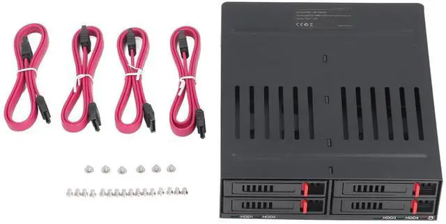 Main image of 4 Bay HDD Cage, Chassis 5.25in Drive Tray 4 Bay HDD Enclosure, 2.5in SATA HDD Mobile Rack Compatible 9.5mm 12.5mm Thick Bottom Hard Drives SSDs