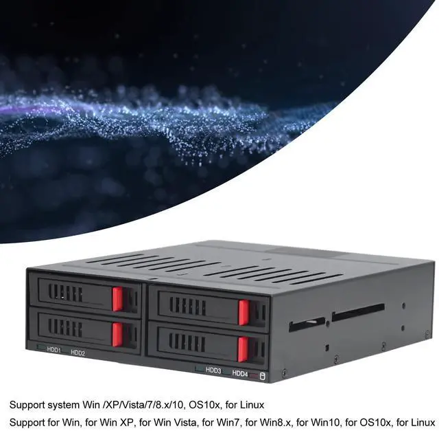 Alt view image 2 of 5 - 4 Bay HDD Cage, Chassis 5.25in Drive Tray 4 Bay HDD Enclosure, 2.5in SATA HDD Mobile Rack Compatible 9.5mm 12.5mm Thick Bottom Hard Drives SSDs
