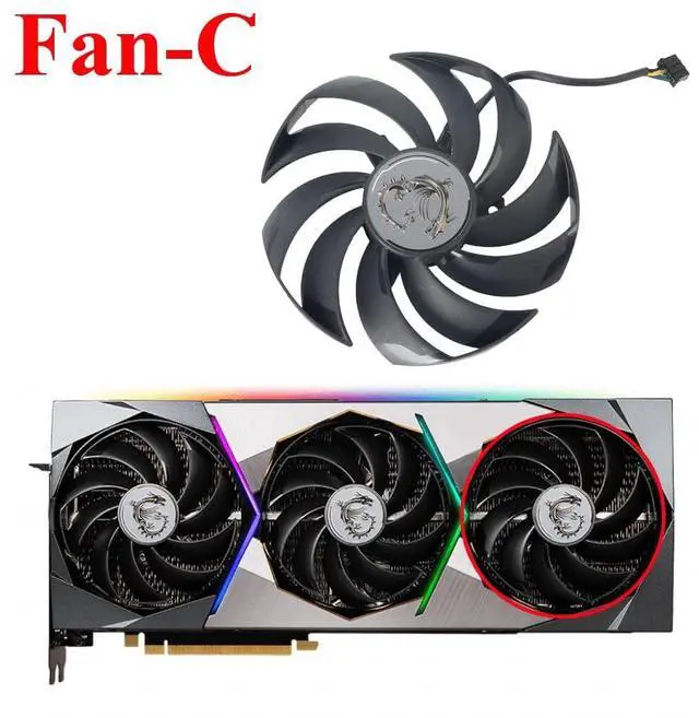 Alt view image 5 of 5 - Coolerage 95MM DC12V 0.40A 4Pin PLD10010B12HH RTX3070 RTX3080 RTX3090 Graphics Card Cooling Fans for MSI GeForce RTX 3070 3070Ti 3080 3080Ti 3090 SUPRIM X GPU Cooler (Original 3Pcs-Lot)