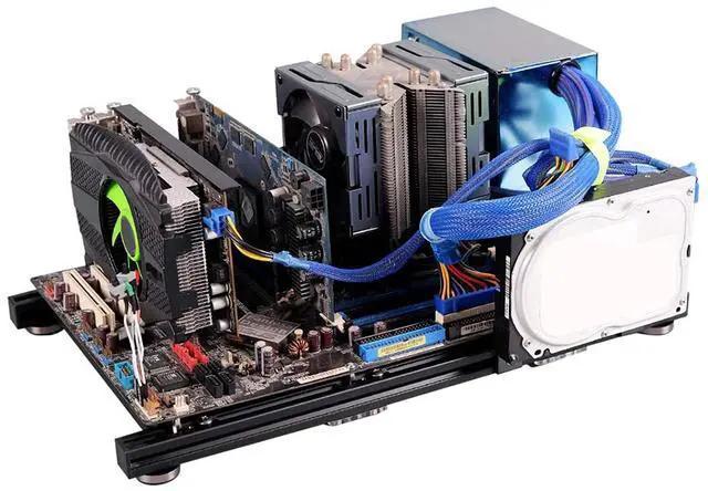 Alt view image 4 of 5 - Mini ITX MATX ATX PC Test Bench DIY Open Air Frame Overclock Vertical Case Computer Mount Aluminum Chassis for HTPC Graphics Card/Games/Cooling