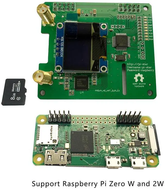 Alt view image 3 of 5 - Duplex mmdvm Hotspot Board hat OLED Two Timeslots Two Colors Yellow Blue OLED Low BER 0 Offset Tf Card Written Pi-Star Software