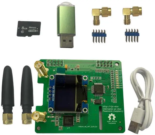 Main image of Duplex mmdvm Hotspot Board hat OLED Two Timeslots Two Colors Yellow Blue OLED Low BER 0 Offset Tf Card Written Pi-Star Software
