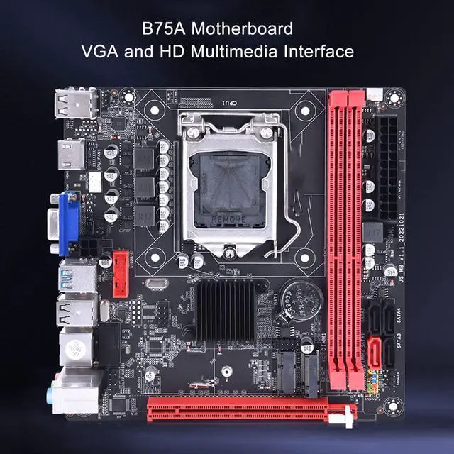Alt view image 4 of 5 - ATX Motherboard,DDR3 Memory Desktop Mainboard, PCIe 16X, VGA HD Port Multiphase Power SATA3.0 LGA1155 Motherboard for ATX B75A