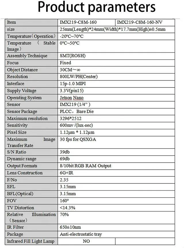 Alt view image 5 of 5 - XICOOLEE IMX219-160 Camera Module for Jetson Nano Adopts IMX219 Sensor 8 MP Fixed-Focus 160 Degree FOV 3296 * 2512 Resolution 30 fps 15P-1.0 MIPI Interface
