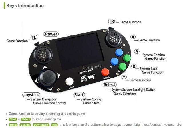 Alt view image 4 of 5 - Game HAT Raspberry Pi Handheld Game Console Kit Portable Video Classic Gaming Console with 3.5" 480×320 IPS Screen Display Monitor for Raspberry Pi A+/B+/2B/3B/3B+/4B/Zero/Zero W @XYGStudy