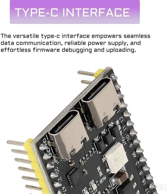 Alt view image 3 of 5 - YEJMKJ 3pcs ESP32-S3-DevKitC-1-N16R8 ESP32 S3 Development Board WiFi + Bluetooth MCU Module, Dual Type-C ESP32-S3-WROOM-1 Cores Microcontroller Processor Integrates Complete Wi-Fi and BLE Functions