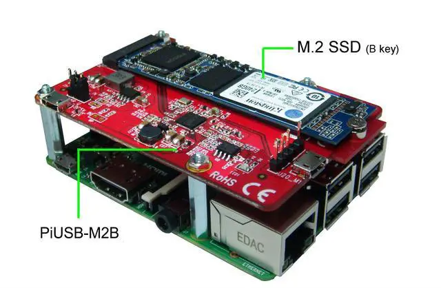 Alt view image 4 of 5 - Ableconn PIUSB-M2S USB to M.2 SATA SSD Converter Stackable Board for Raspberry Pi