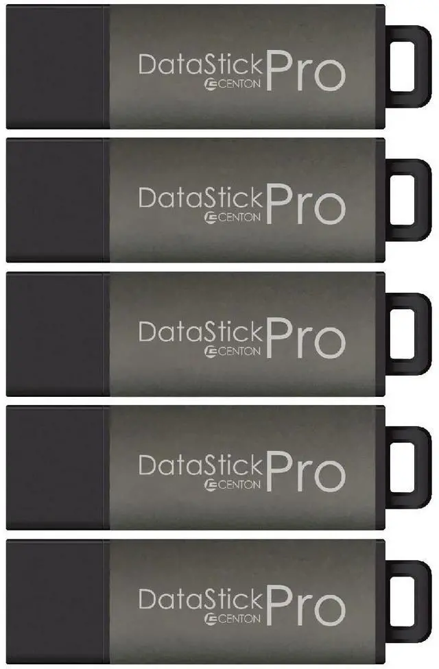Main image of Centon DataStick Pro USB 3.0 Flash Drive 128GB x 5, Charcoal Metallic (S1B-U3P31-128G-5)