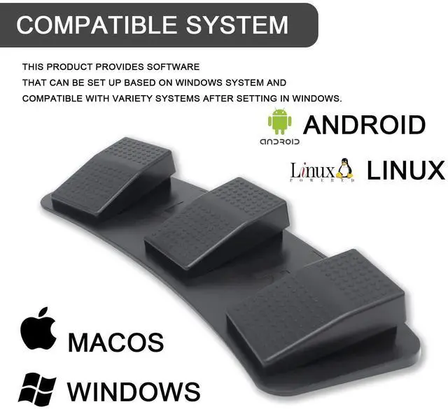 Alt view image 3 of 5 - PCsensor Foot Pedal PC Triple Foot Switch Programmable Keyboard Customized Hotkey Video Game Office Equipment Control HID