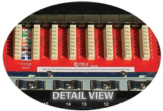 Alt view image 4 of 5 - Vertical Cable Cat6 24 Port Shielded Krone Type 19" Horizontal Rackmount 1U Patch Panel