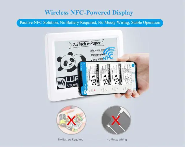 Alt view image 3 of 5 - 7.5inch Passive NFC-Powered e-Paper, 800 x 480 Pixel ePaper Screen, Adopts Novel Passive NFC Technology No Battery Required No Messy Wiring, Wire-Less Powering & Data Transfer
