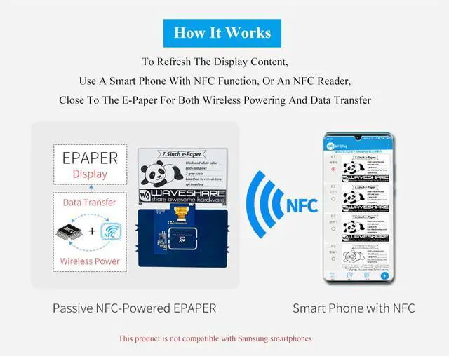 Alt view image 4 of 5 - 7.5inch Passive NFC-Powered e-Paper, 800 x 480 Pixel ePaper Screen, Adopts Novel Passive NFC Technology No Battery Required No Messy Wiring, Wire-Less Powering & Data Transfer