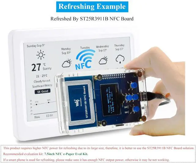 Alt view image 5 of 5 - 7.5inch Passive NFC-Powered e-Paper, 800 x 480 Pixel ePaper Screen, Adopts Novel Passive NFC Technology No Battery Required No Messy Wiring, Wire-Less Powering & Data Transfer