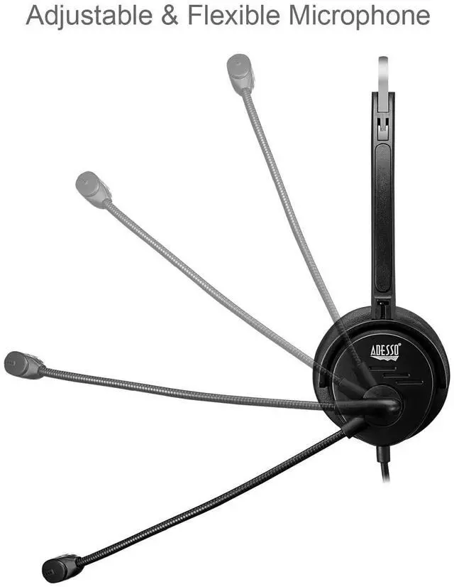 Alt view image 2 of 4 - Adesso Xtream P1 Single-Sided USB Wired Headset with Adjustable Noise Canceling Microphone, Black
