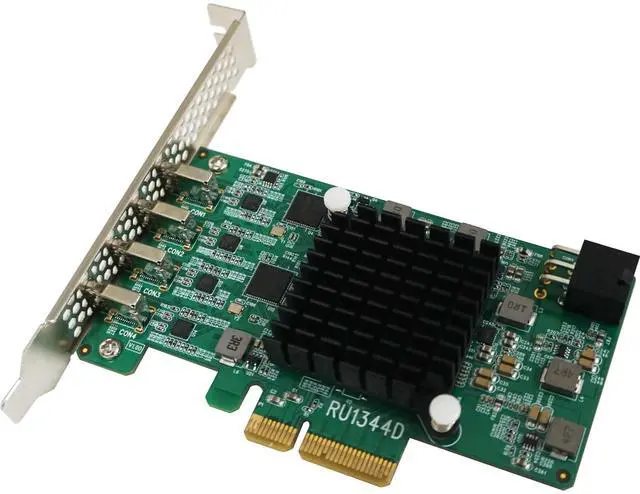 Alt view image 3 of 5 - HighPoint Technologies RocketU 1344D PCIe 3.0 x4 4X 10Gb/s Port USB 3.2 Controller