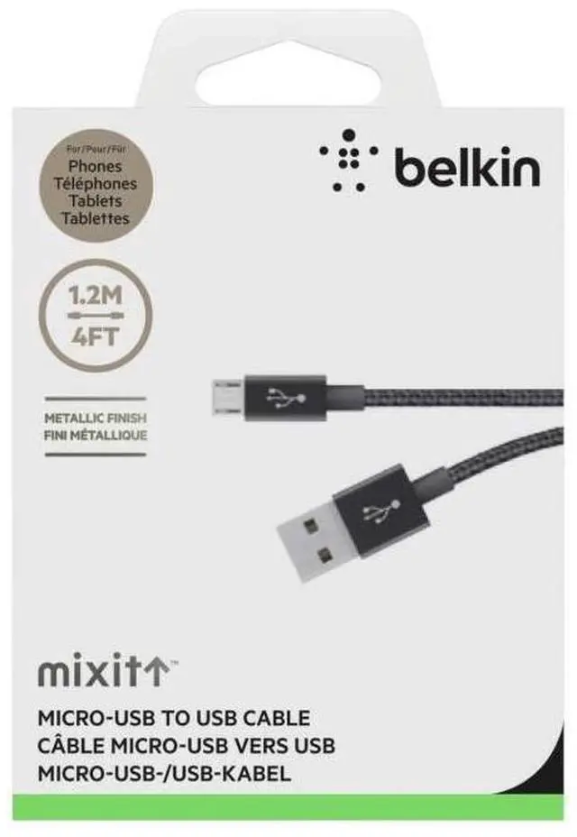 Alt view image 3 of 3 - Belkin MIXIT? Metallic Micro USB Cable for Android Devices (Black, 4 Feet)